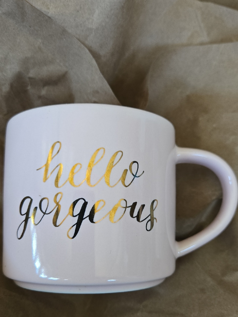 Hello Gorgeous PINK and gold Ceramic Coffee Mug (Set of 4)